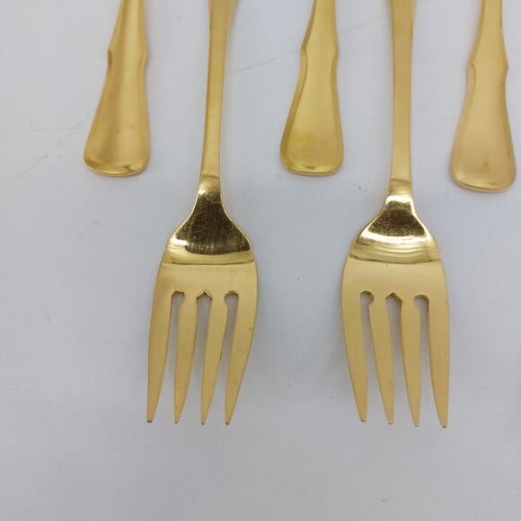 Northland Vintage Gold Tone Flatware 7 Salad Forks 1 Spoon - Picture 5 of 9